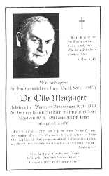 Votivbildchen zum Gedenken an Dr. Menzinger